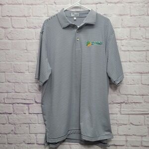 Peter Millar Summer Comfort Polo Shirt Size XL Tall US Sugar Logo Navy‎ Striped